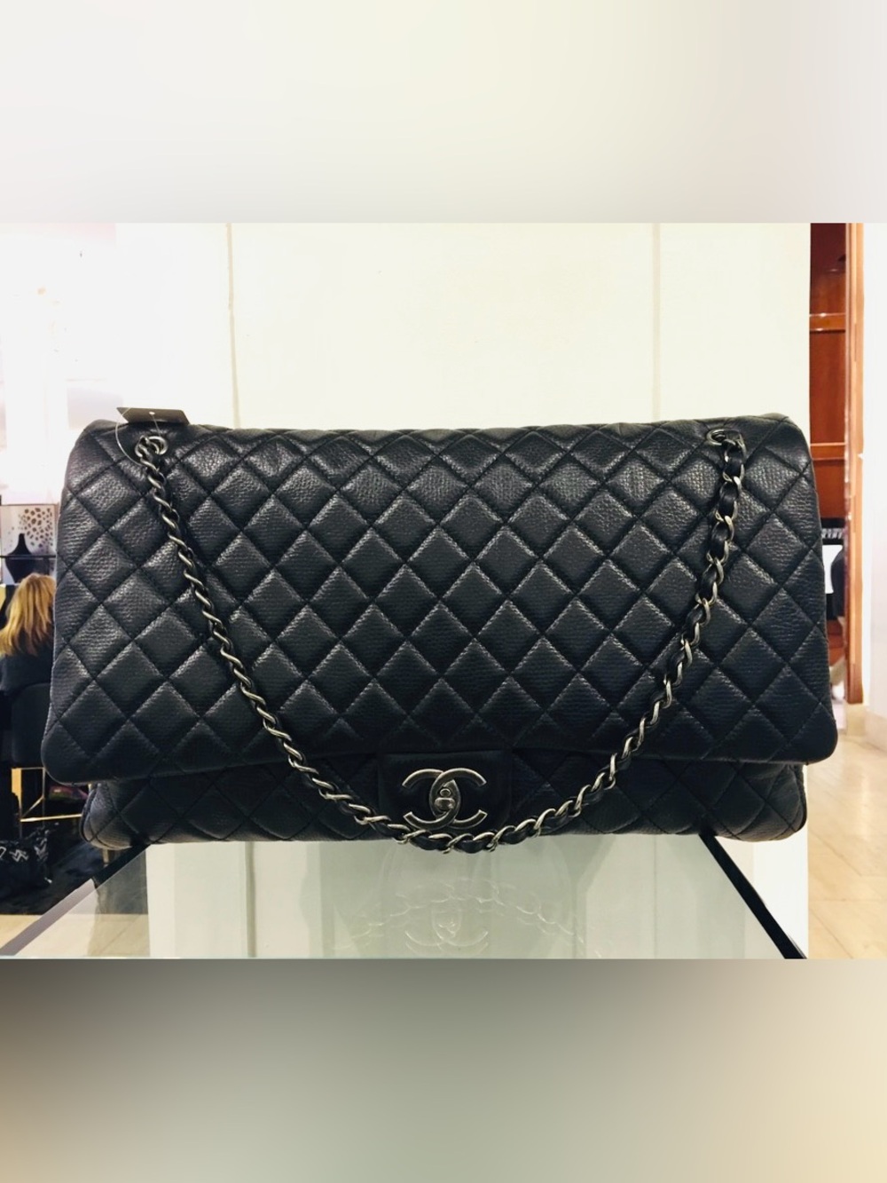 CHANEL Calfskin Quilted XXL Travel Flap Bag in Black - Picture 5 of 15